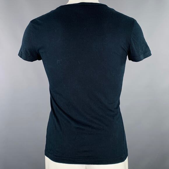 JOHN GALLIANO Size S Black Monogram Print Cotton V-Neck T-shirt - Picture 4 of 9